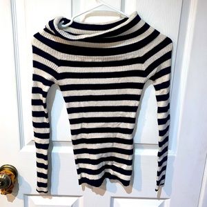 Black and white striped off the shoulder